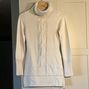 Inc long cream loose turtle neck sweater, size S